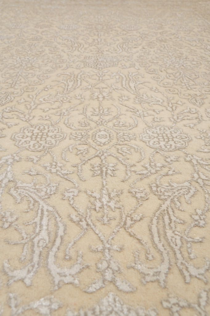 4 x 6 Wool and Silk  Two Tone Pastels Light Colors Fine Handmade Rug Modern Transitional #B-75057