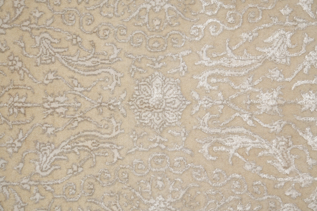 4 x 6 Wool and Silk  Two Tone Pastels Light Colors Fine Handmade Rug Modern Transitional #B-75057