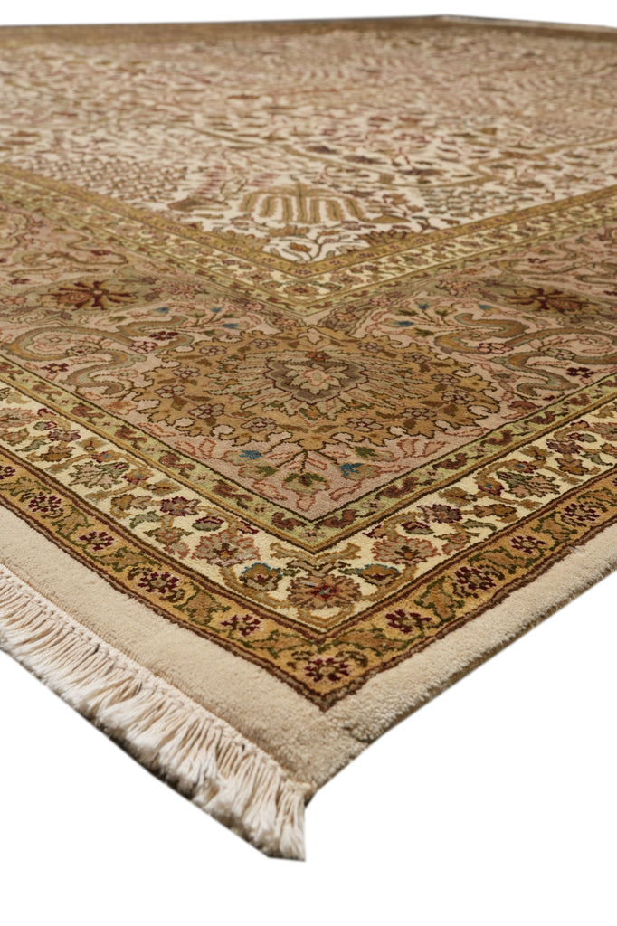 9.4 x 12 High Quality Wool And Silk Hand-Knotted Rug Fancy Details Neutral #PIX-804-164
