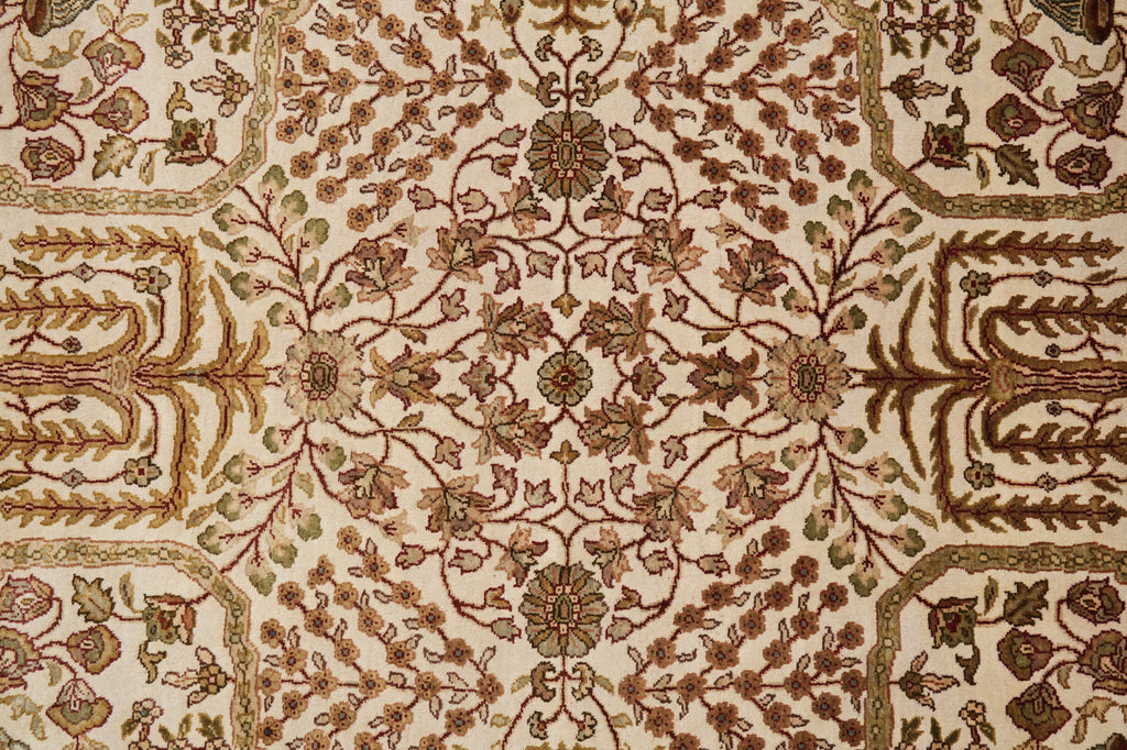 9.4 x 12 High Quality Wool And Silk Hand-Knotted Rug Fancy Details Neutral #PIX-804-164