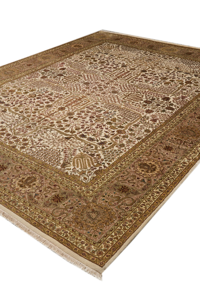 9.4 x 12 High Quality Wool And Silk Hand-Knotted Rug Fancy Details Neutral #PIX-804-164
