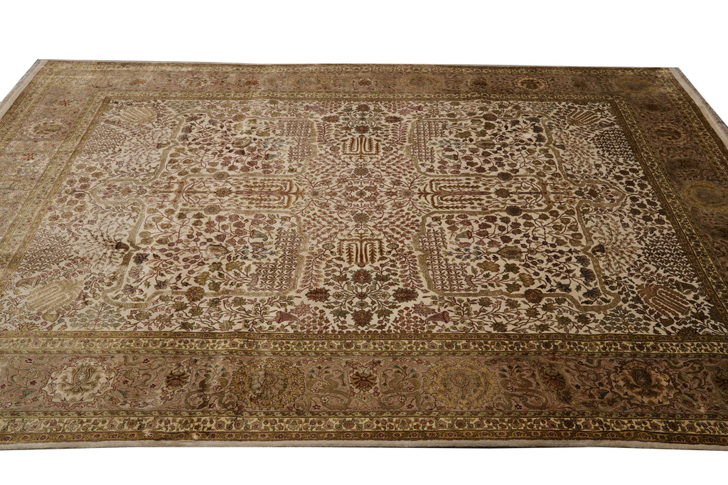 9.4 x 12 High Quality Wool And Silk Hand-Knotted Rug Fancy Details Neutral #PIX-804-164