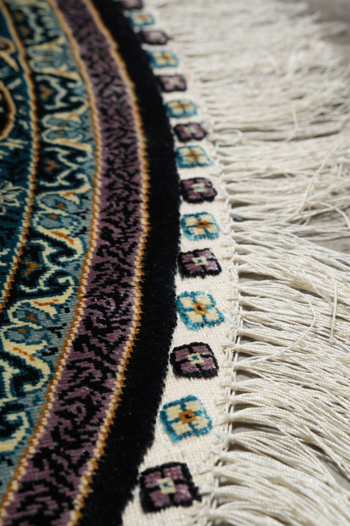 4 x 4 Feet Round Beuatiful Silk Round Rug Blue #59514