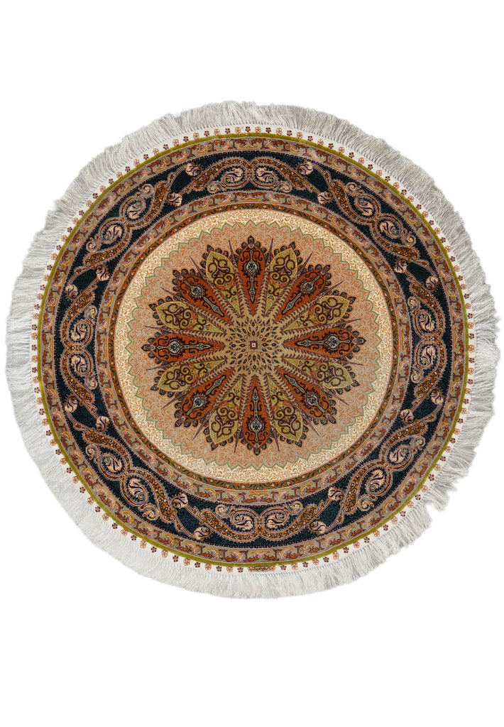 4 x 4 Feet Round Silk Handmade Rug #59515