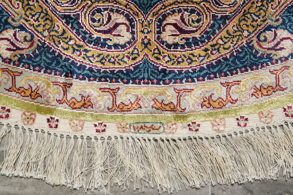 4 x 4 Feet Round Silk Handmade Rug #59515