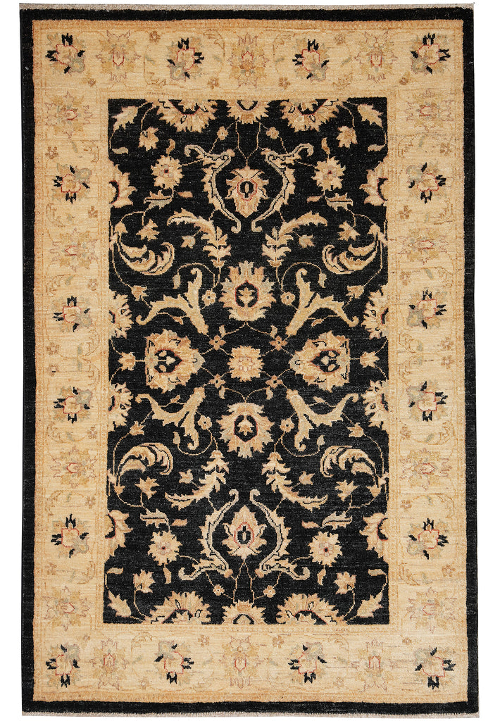 3.9 x 6 Black Chobi Peshawar Rug