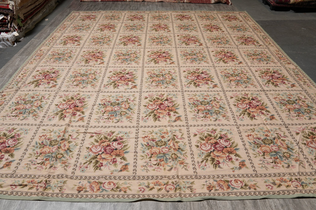 12 x 15 Pleasant Floral English Garden Needle Point Rug #S10-1255