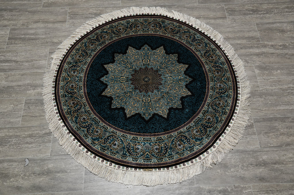 4 x 4 Feet Round Silk Rug #59520