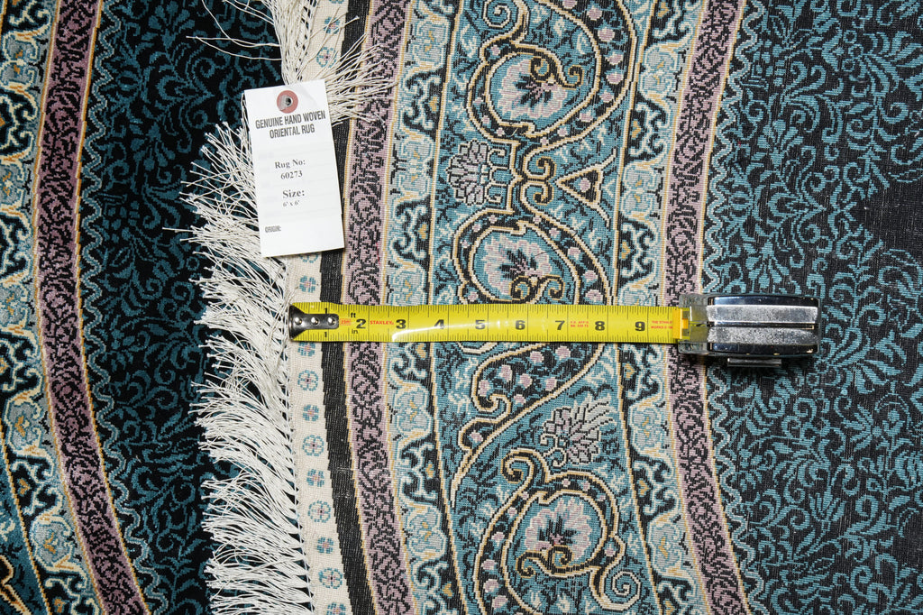 6 x 6' Feet Round Silk Rug Hereke Pattern #60273