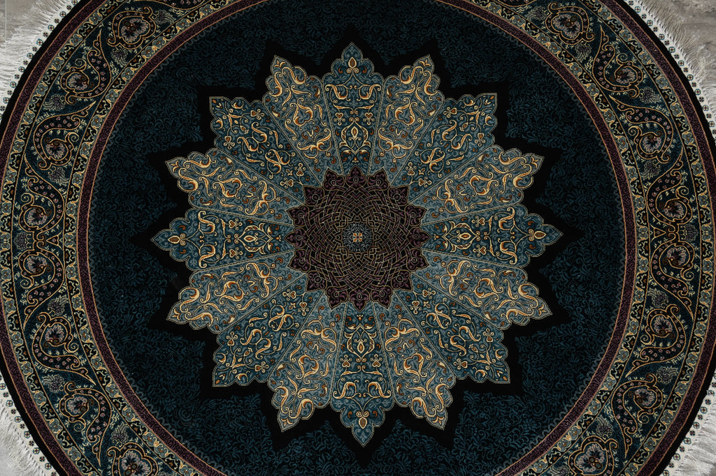 6 x 6' Feet Round Silk Rug Hereke Pattern #60273