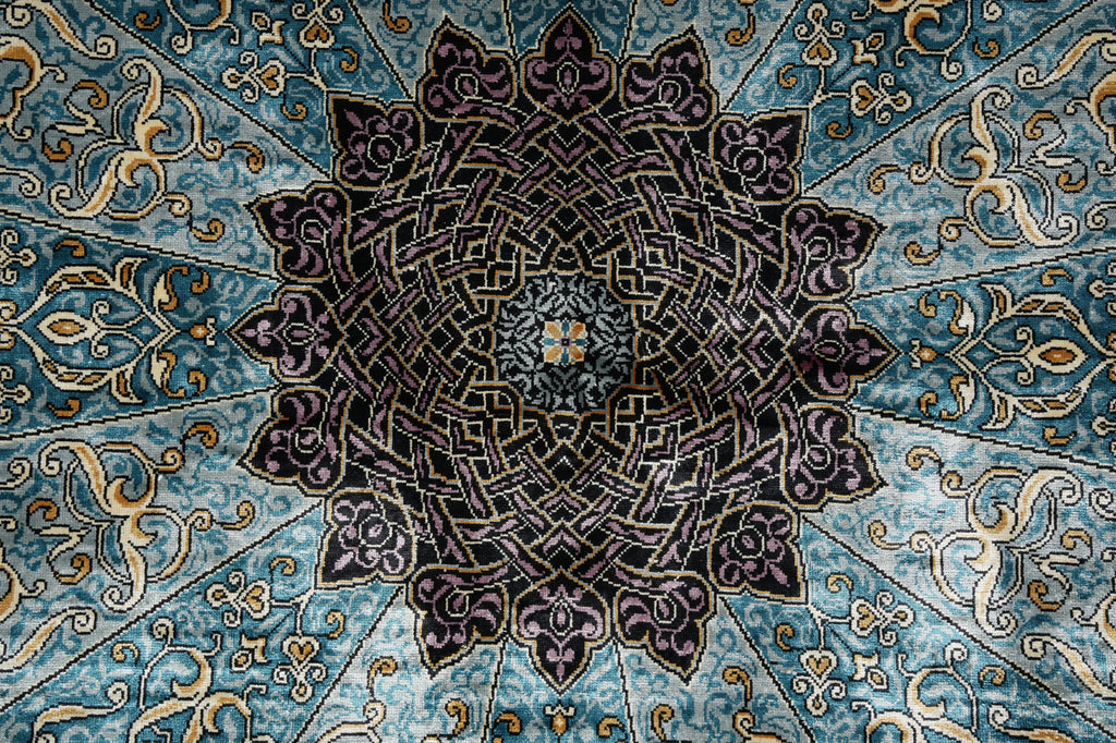 6 x 6' Feet Round Silk Rug Hereke Pattern #60273