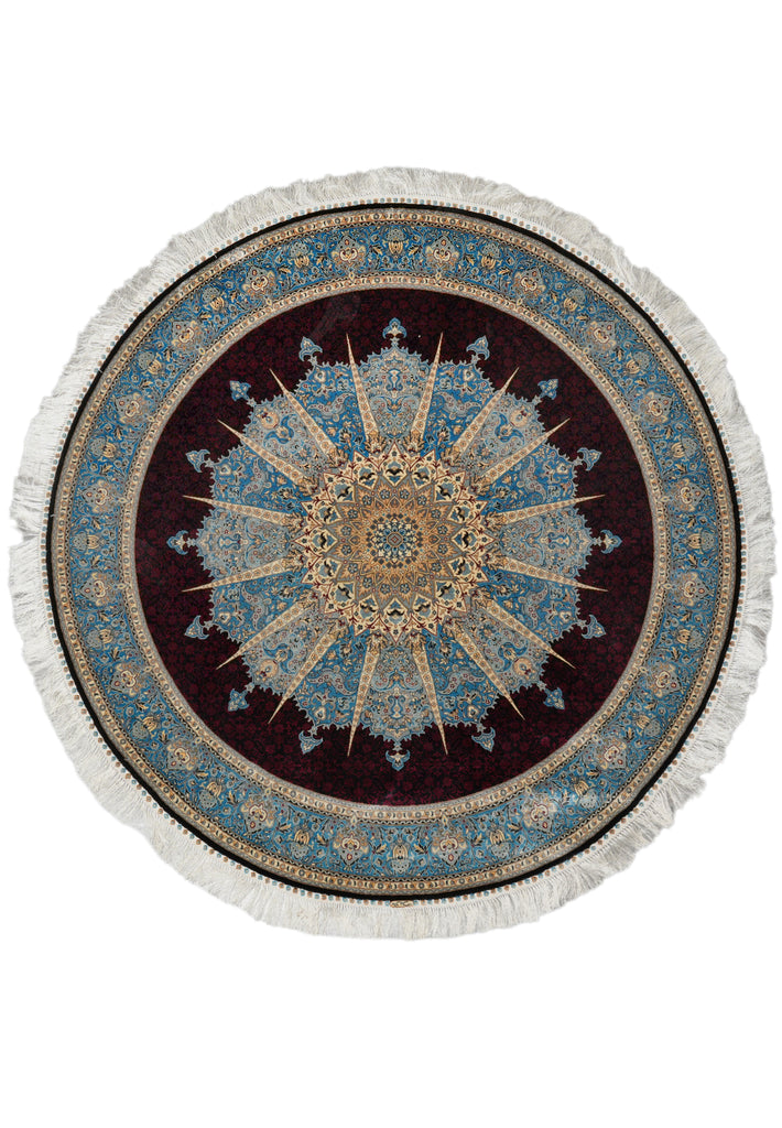 6 x 6' Round Silk Rug Hereke Pattern #60165