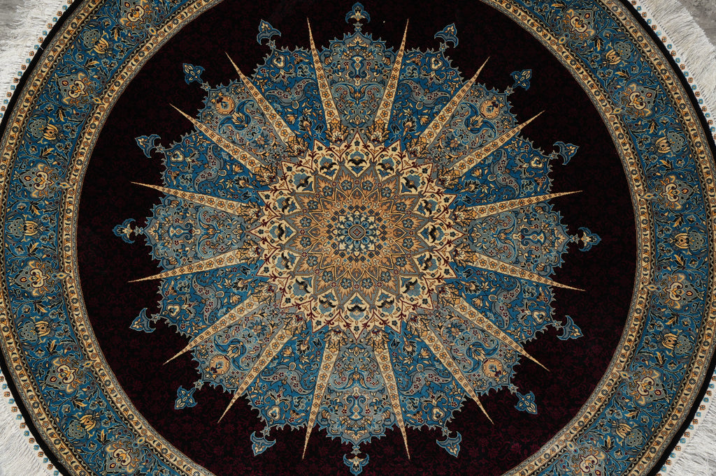 6 x 6' Round Silk Rug Hereke Pattern #60165