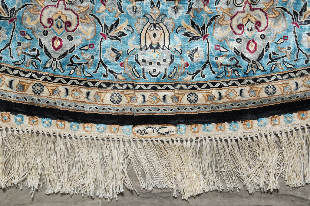 6 x 6' Round Silk Rug Hereke Pattern #60165
