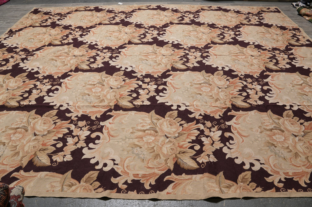 12 x 15 French Country Floral Flat Weave Needle Point Rug #PIX-5738
