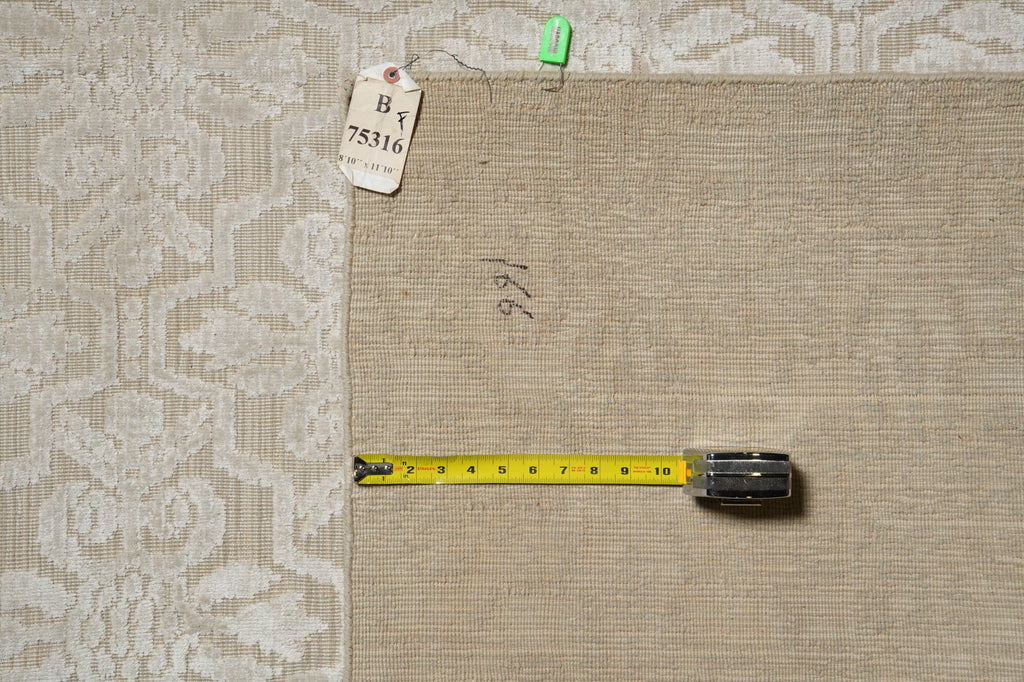 9 x 12 Neutral Silver Contemporary Handmade Rug Bamboo SIilk #B-75316