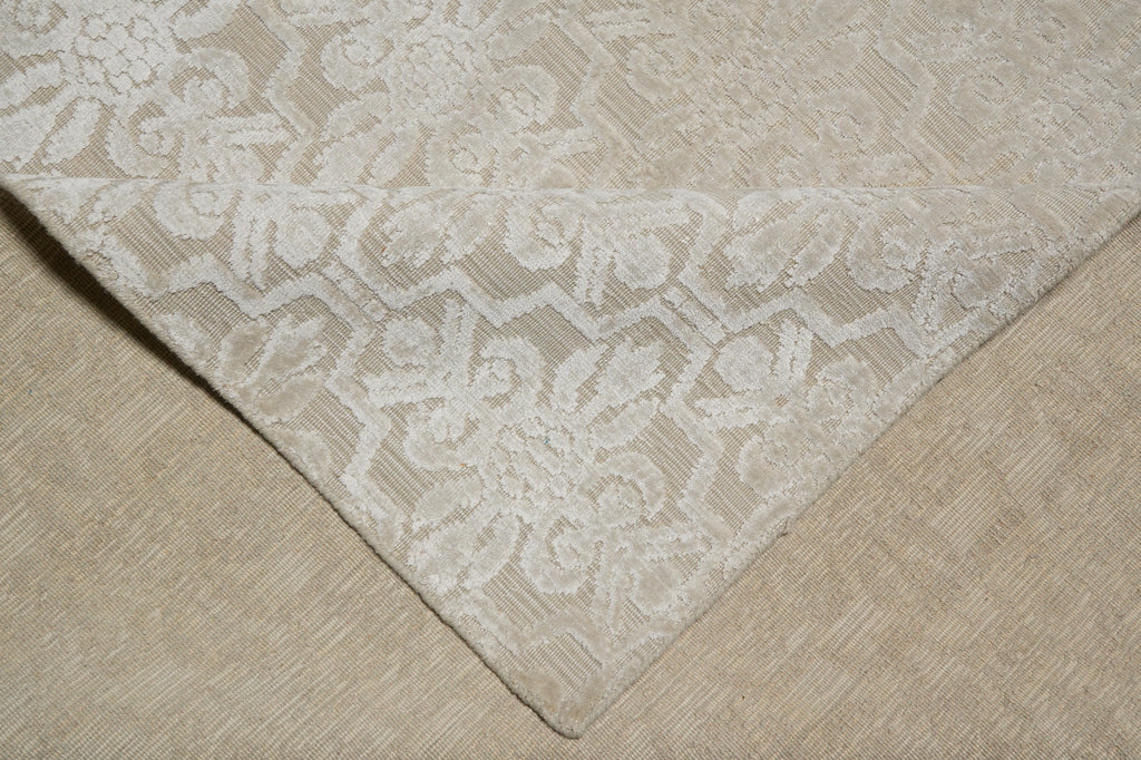 9 x 12 Neutral Silver Contemporary Handmade Rug Bamboo SIilk #B-75316