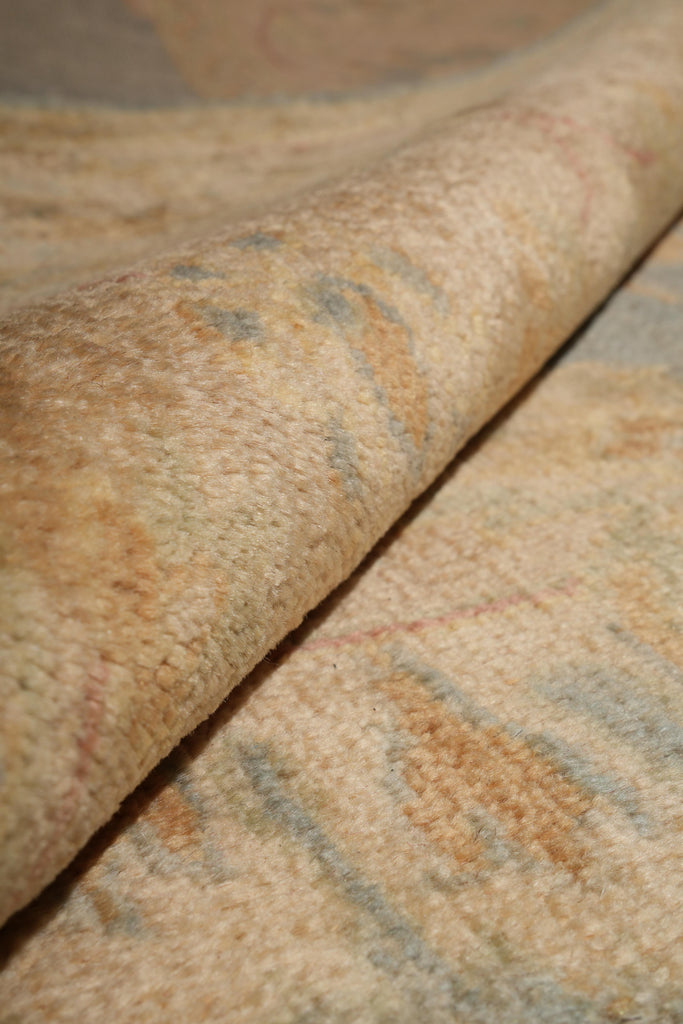 7.9 x 8.2 Handmade Oushak Chobi Rug GREEN GOLD  #PIX-25106