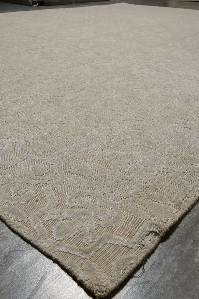 9 x 12 Neutral Silver Contemporary Handmade Rug Bamboo SIilk #B-75316