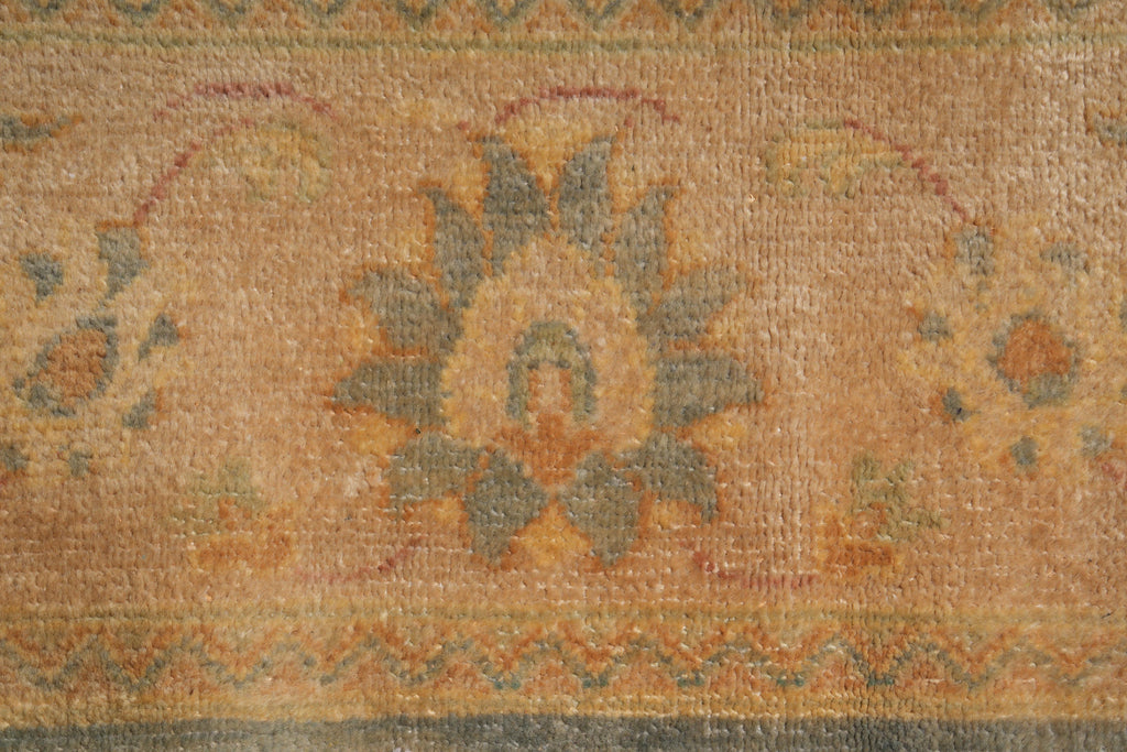 7.9 x 8.2 Handmade Oushak Chobi Rug GREEN GOLD  #PIX-25106