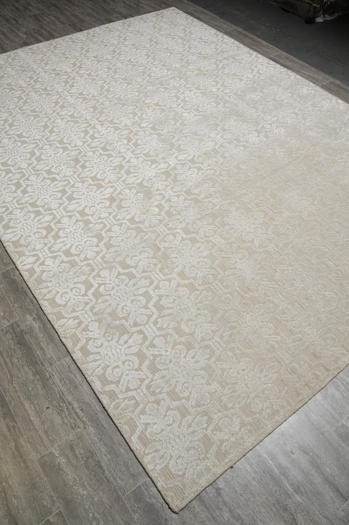 9 x 12 Neutral Silver Contemporary Handmade Rug Bamboo SIilk #B-75316