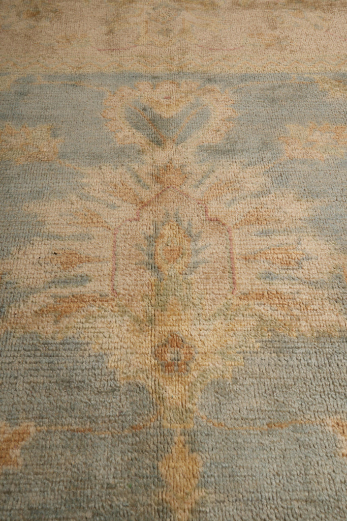 7.9 x 8.2 Handmade Oushak Chobi Rug GREEN GOLD  #PIX-25106