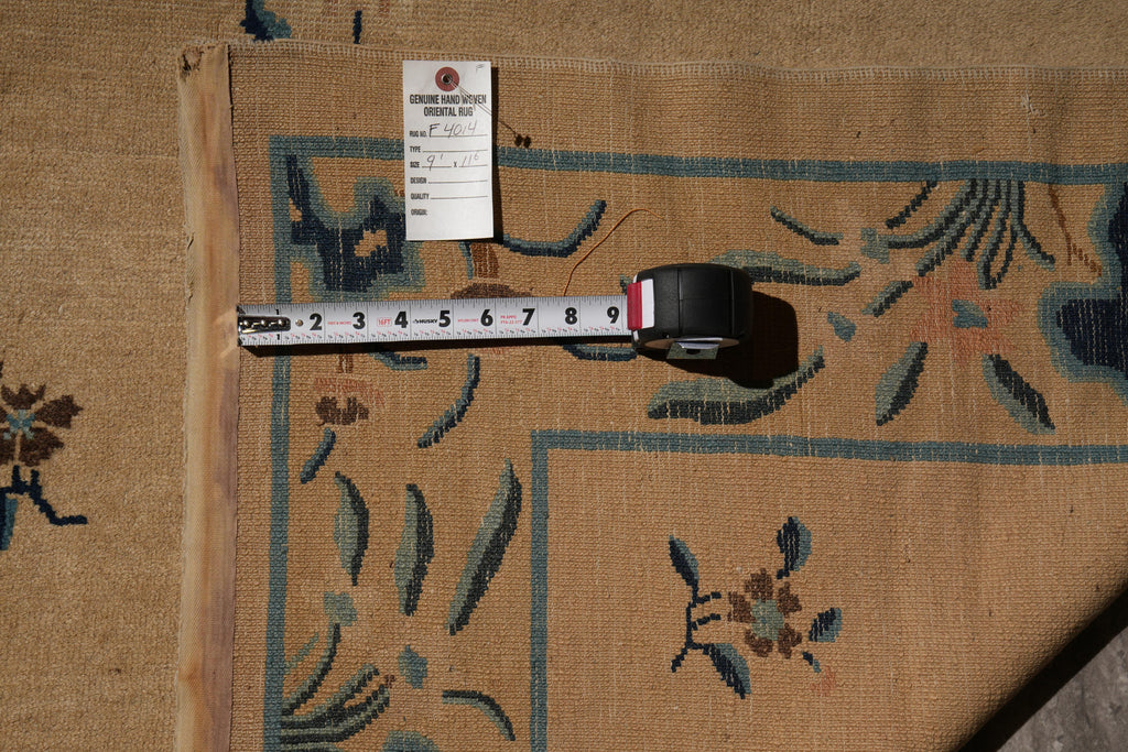 9.1 x 11.6 Antique Art Deco Chinese Beging Rug #F-4014