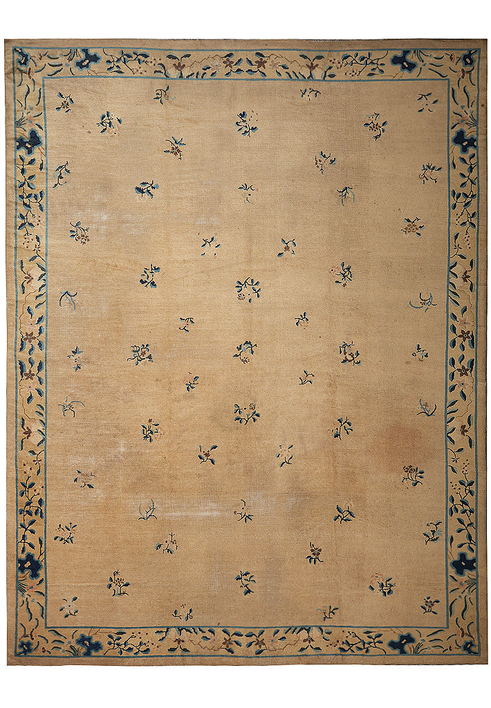 9.1 x 11.6 Antique Art Deco Chinese Beging Rug #F-4014