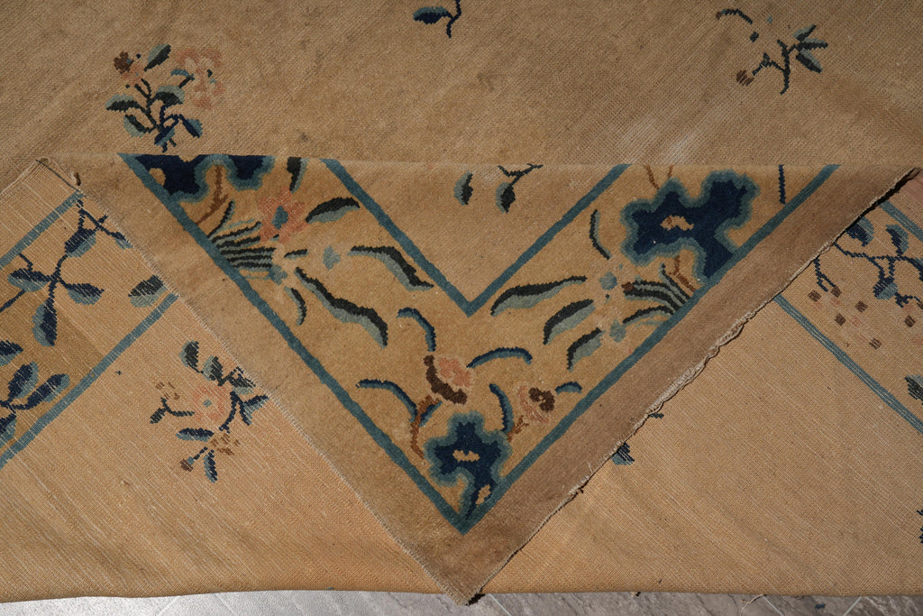 9.1 x 11.6 Antique Art Deco Chinese Beging Rug #F-4014