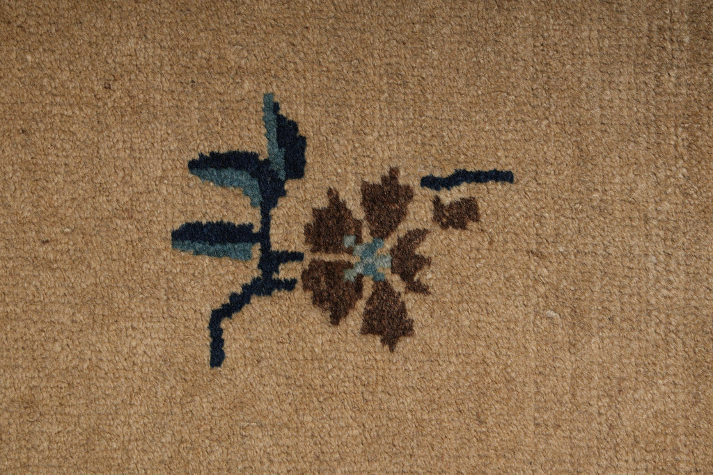 9.1 x 11.6 Antique Art Deco Chinese Beging Rug #F-4014