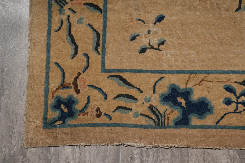 9.1 x 11.6 Antique Art Deco Chinese Beging Rug #F-4014