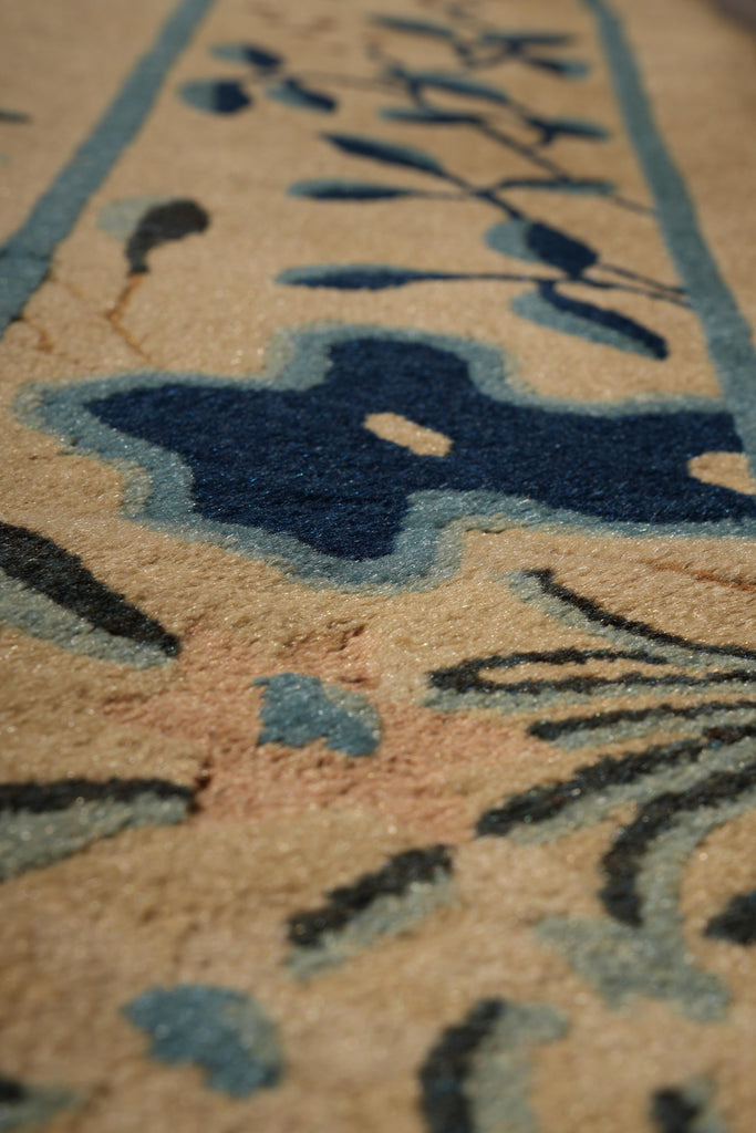 9.1 x 11.6 Antique Art Deco Chinese Beging Rug #F-4014