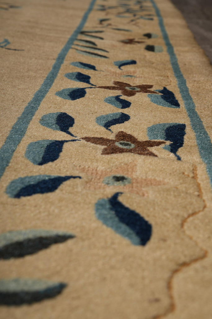 9.1 x 11.6 Antique Art Deco Chinese Beging Rug #F-4014