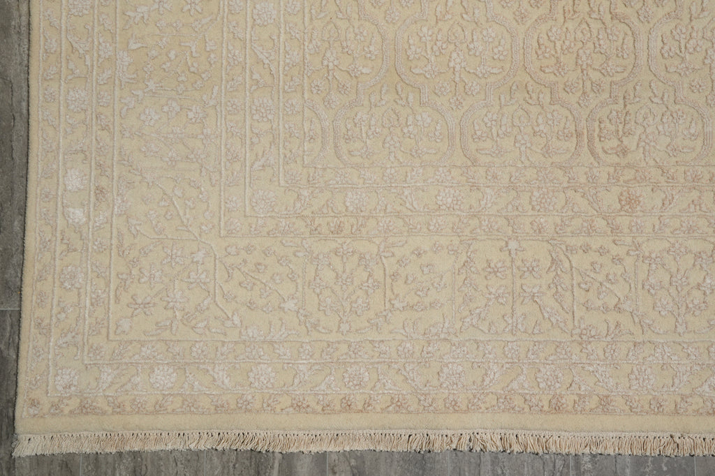 9 x 11.8 tone Wool and Silk Transitional Elite Rug Calm Elegant #F-5572