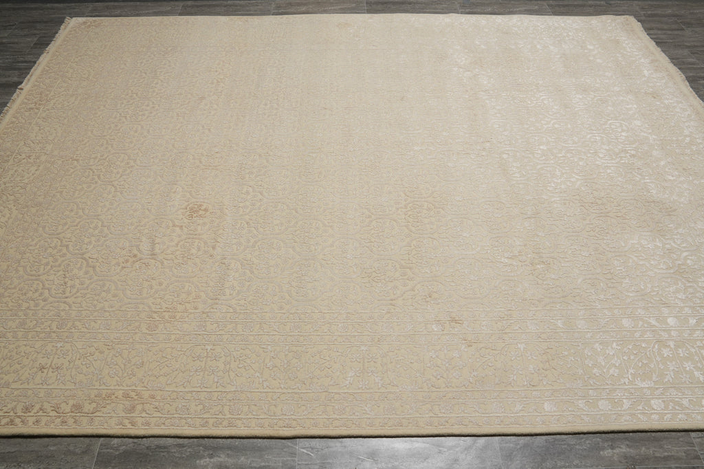 9 x 11.8 tone Wool and Silk Transitional Elite Rug Calm Elegant #F-5572
