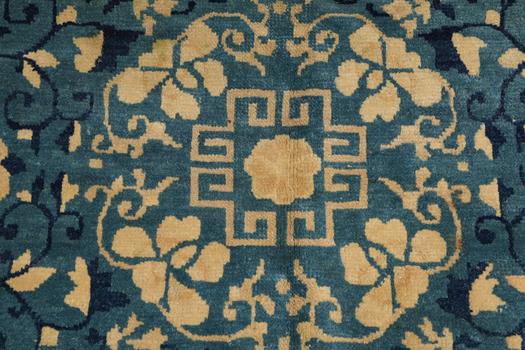 7.0 x 9.7 Antique Art Deco Chinese Beging Rug Blue #F-4015
