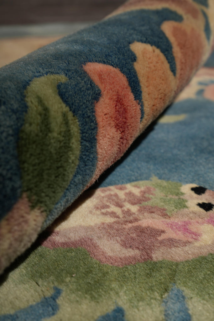 8.6 x 11.8 Semi-Antique Chinese Art Deco Rug Dragon Friendship #F-4017