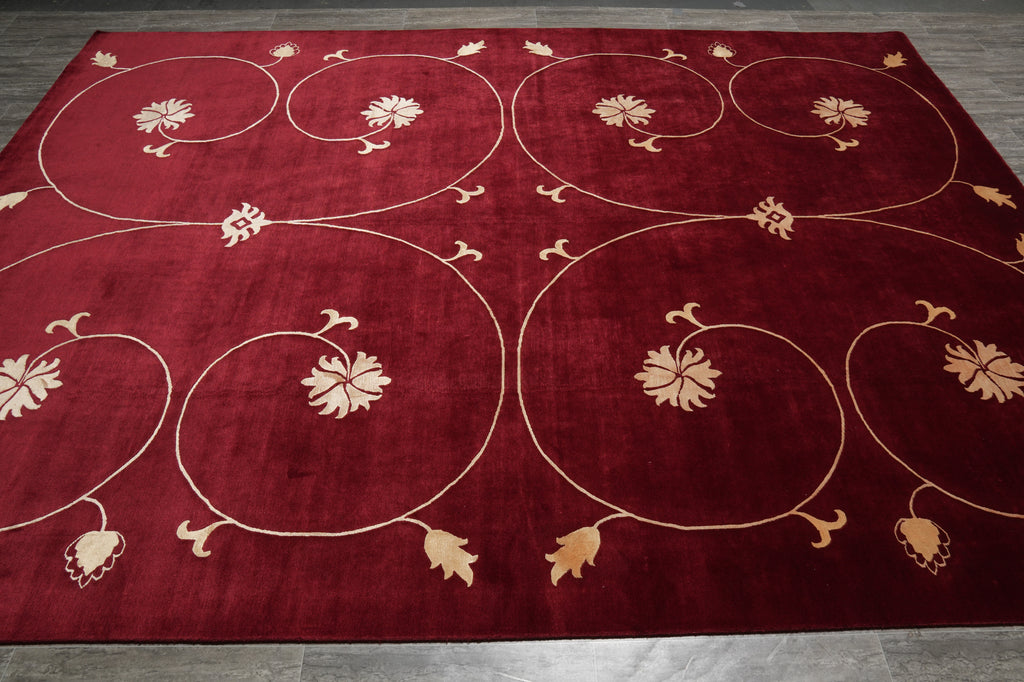 9 x 12 Wool and Silk Contemporary Handmade Rug #F-5430