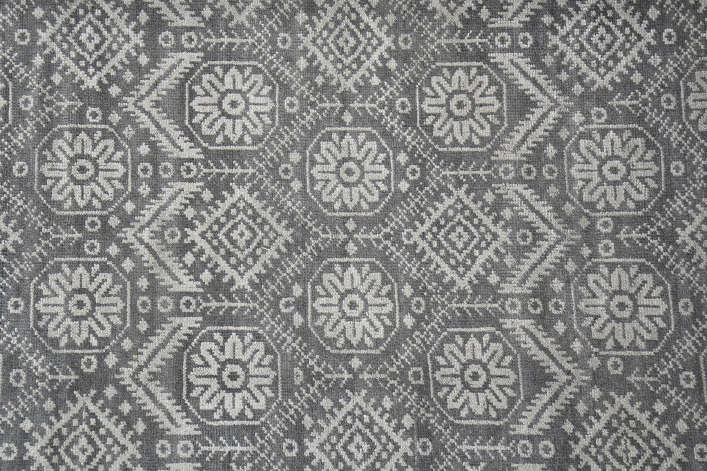 9 x 12 Hand-knotted Contemporary Area Gray Rug #F-5636