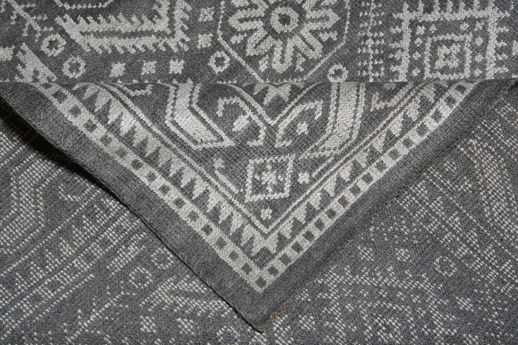 9 x 12 Hand-knotted Contemporary Area Gray Rug #F-5636