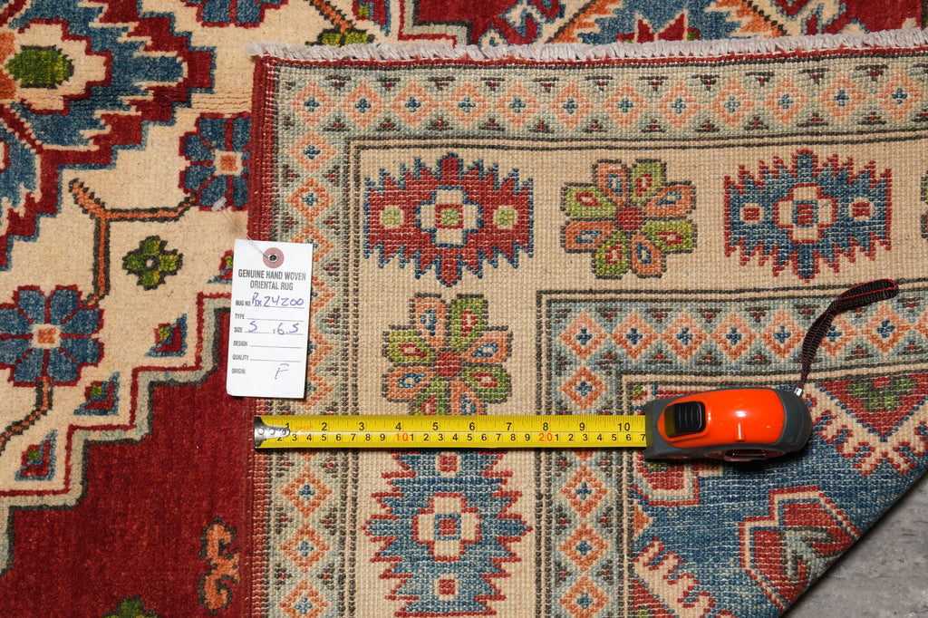 5 x 6.5 Geometric Diamond Kazak Wool Rug #PIX-24200