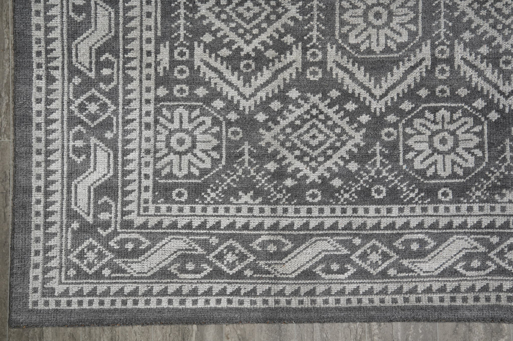 9 x 12 Hand-knotted Contemporary Area Gray Rug #F-5636