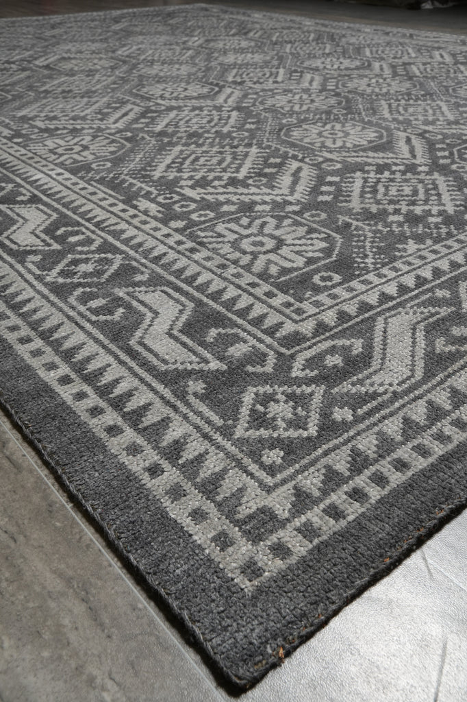9 x 12 Hand-knotted Contemporary Area Gray Rug #F-5636