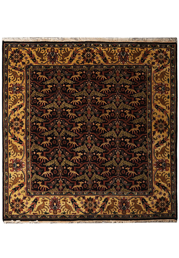 6.9 x 6.10 Feet Square Size New Handmade Wool Rug Animal Motifs #F-4018