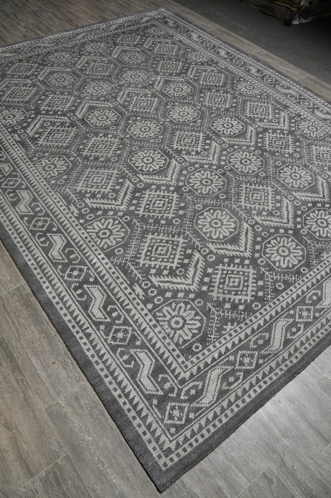 9 x 12 Hand-knotted Contemporary Area Gray Rug #F-5636