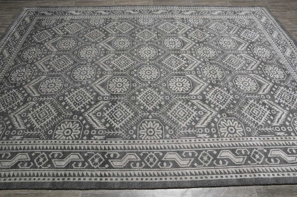 9 x 12 Hand-knotted Contemporary Area Gray Rug #F-5636