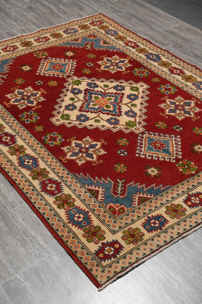 5 x 6.5 Geometric Diamond Kazak Wool Rug #PIX-24200