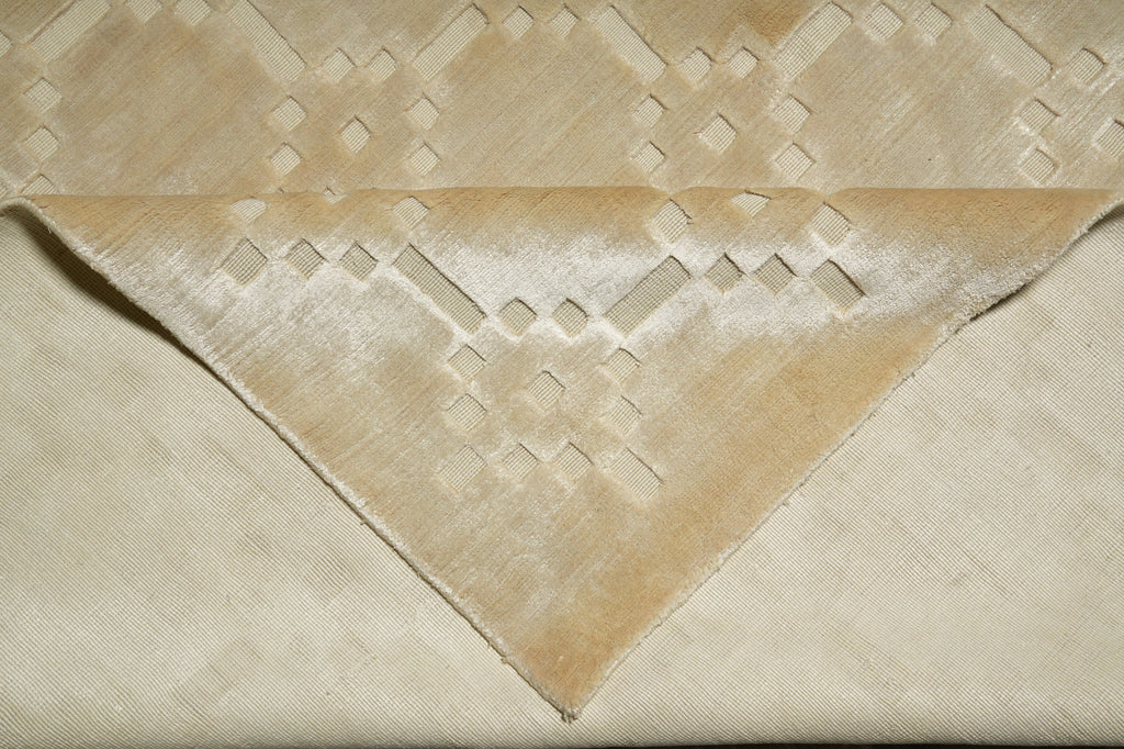 8.8 x 12.5 Modern Beige Gold & Ivory Handmade Rug #F-5422