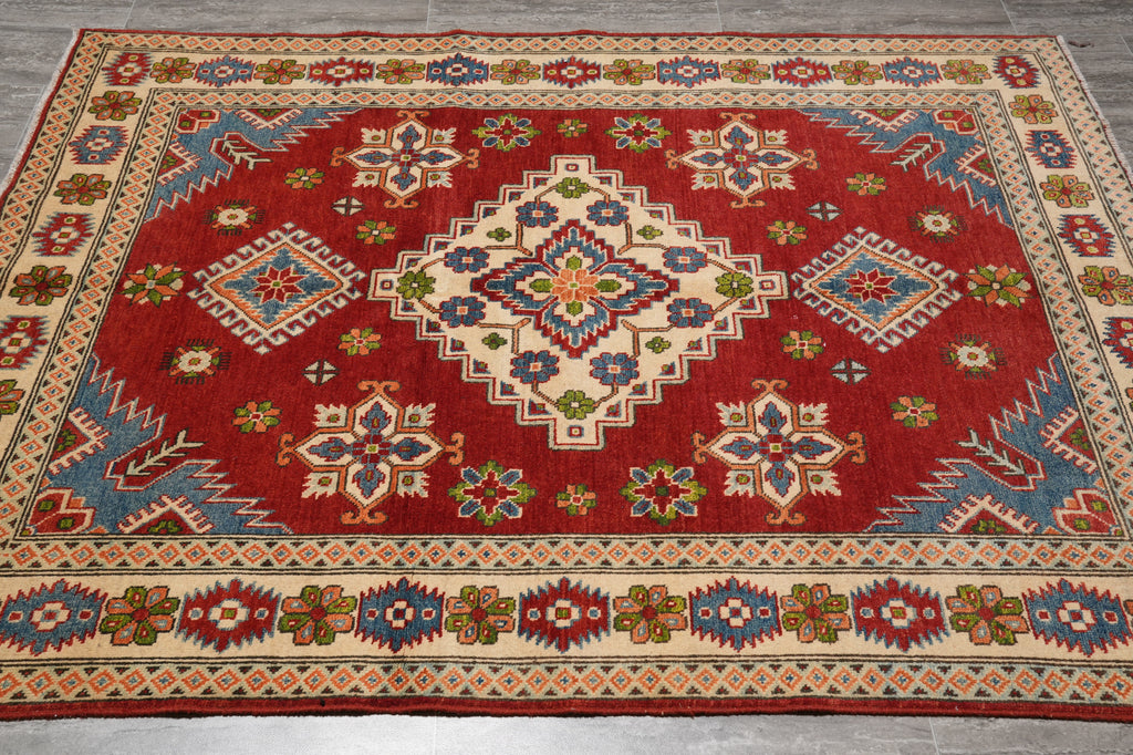5 x 6.5 Geometric Diamond Kazak Wool Rug #PIX-24200