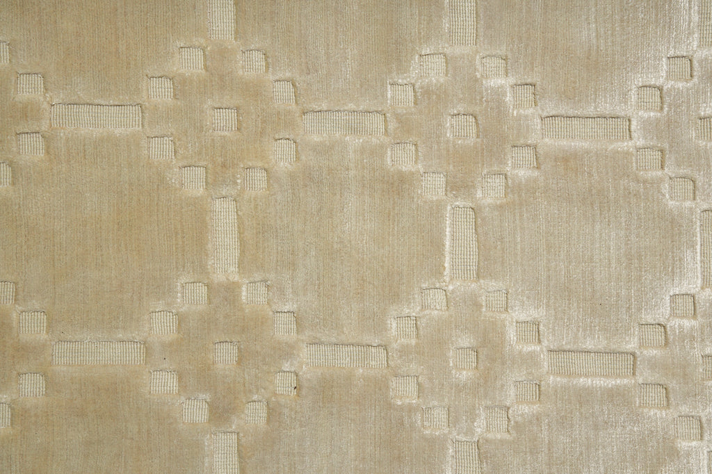 8.8 x 12.5 Modern Beige Gold & Ivory Handmade Rug #F-5422